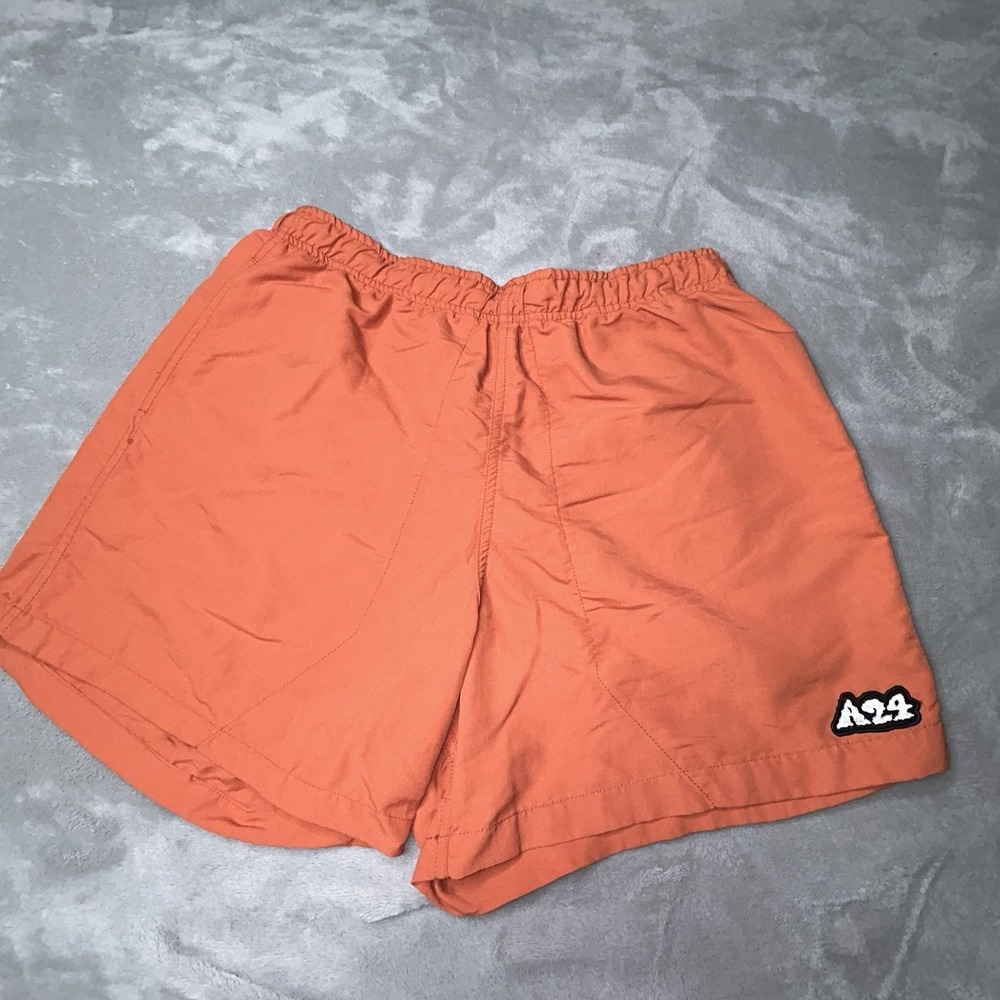 A24 Films Outdoor Shorts Drawstrings Embroidered Logo Men's orange Medium